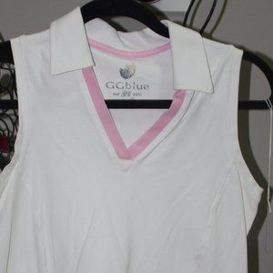 GG Blue Polo Shirt -  White and PInk